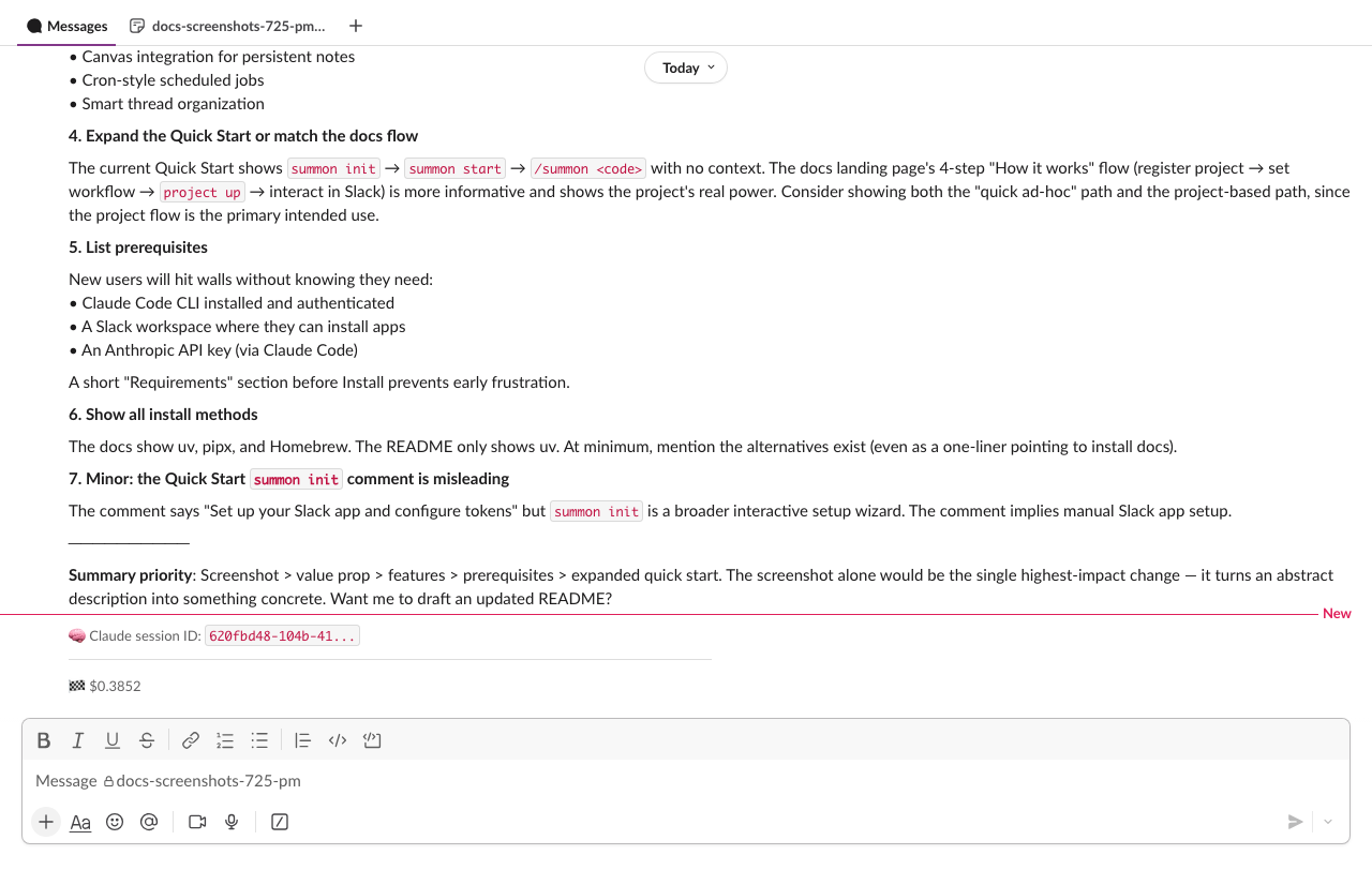 First message exchange in Slack