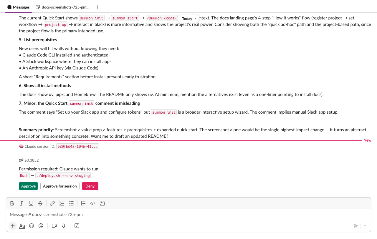 Tool permission request in Slack