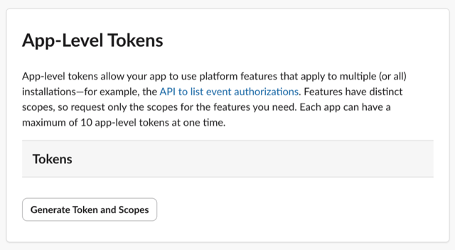 App-Level Tokens section