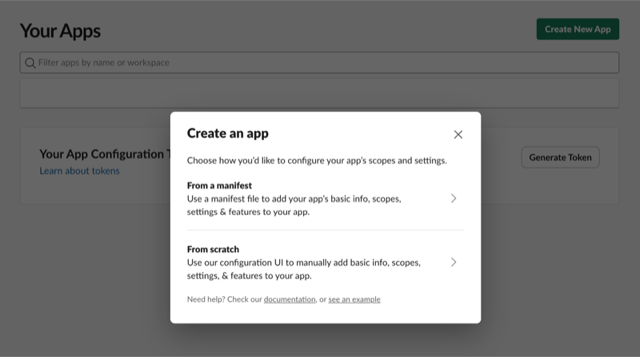 Create New App dialog