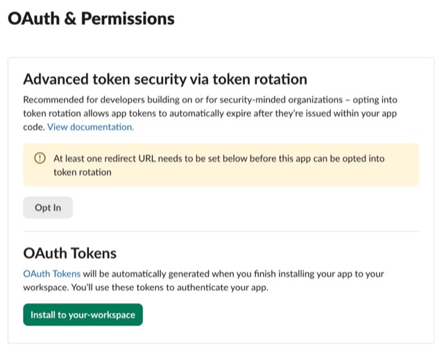 OAuth install page